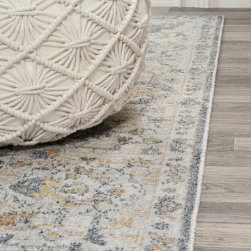 Brandy Rustic Border Low-Pile Machine-Washable Area Rug